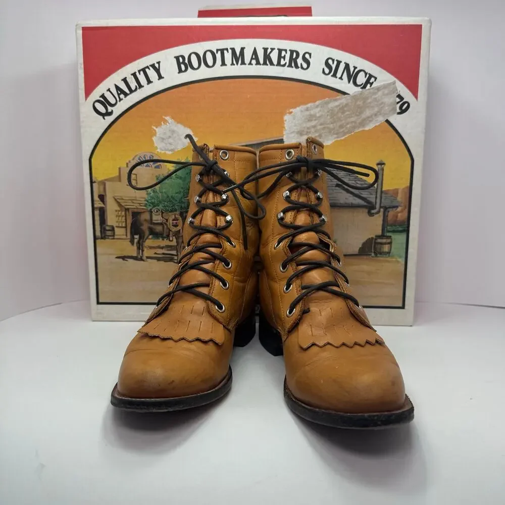 Justin Boots Women's Lace Up Leather Ankle Boots Size 6 B Style L0621 - Picture 3 of 6